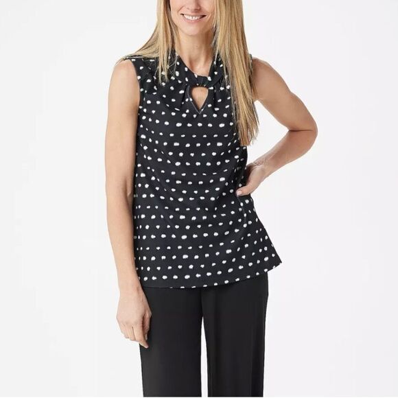 BROOKE SHIELDS Timeless Twist Sleeveless Printed Top - Picture 1 of 5